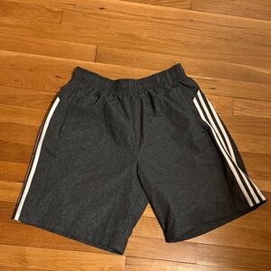 adidas Charcoal Athletic Shorts with White Stripes